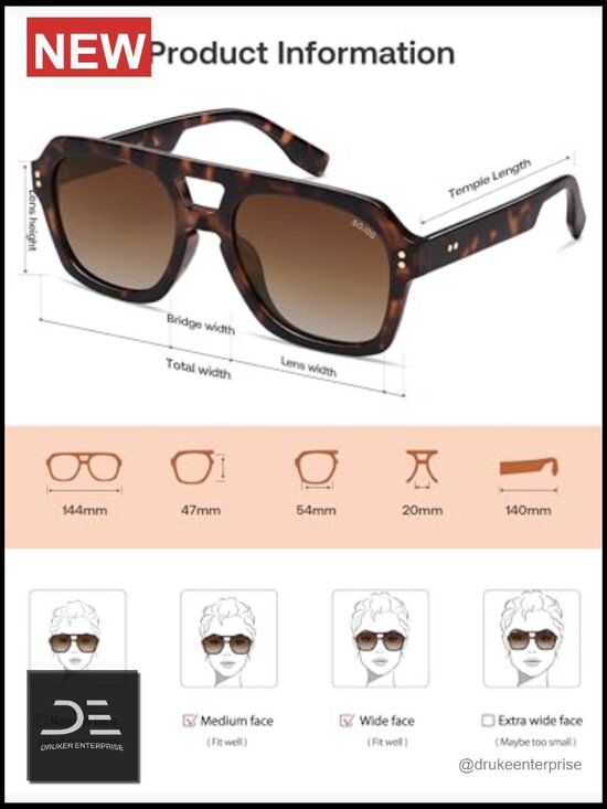 Trendy Thick Polarized Aviator Sunglasses Large Retro Bold Square Pilot Shades main image 5